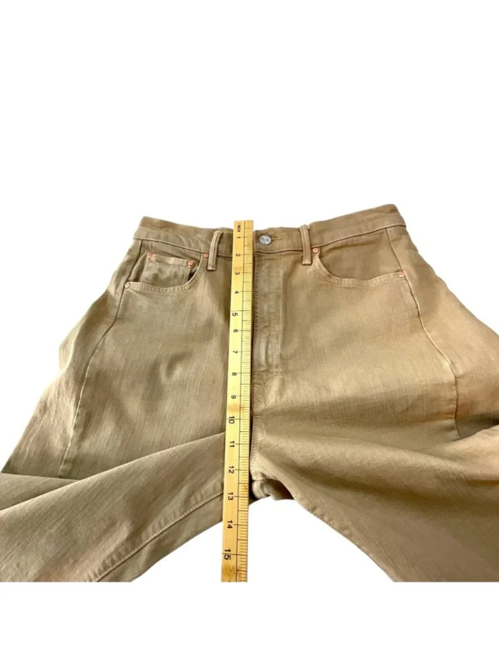 Mother Superior Half Pipe Flood Jeans Womens 30 Beige High Rise Barrel Wide Leg